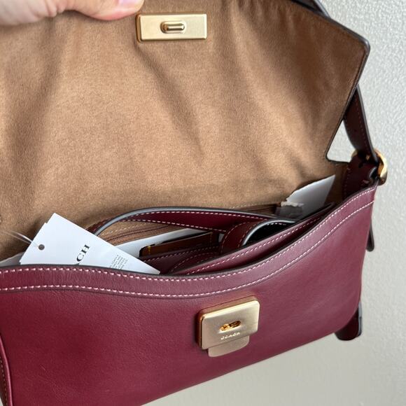 Coach Etta Small Flap Shoulder Bag CCV63 smooth leather/Im/Maroon - Picture 6 of 11